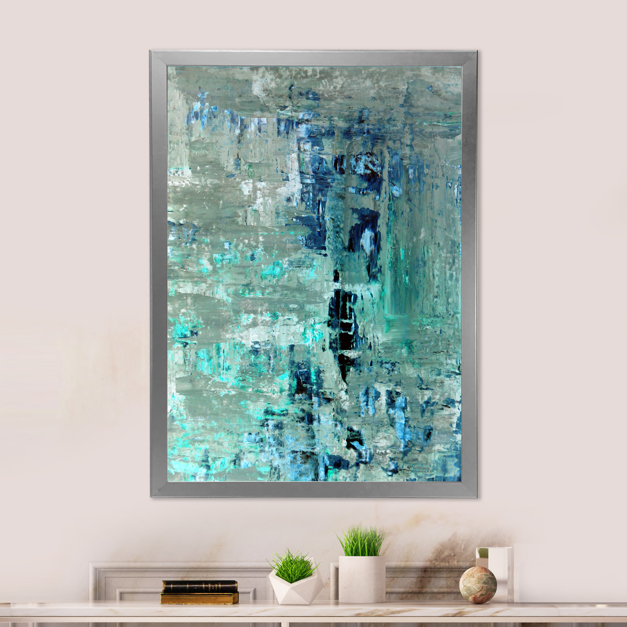 17 Stories Blue Meets Turquoise Abstract Art Modern & Contemporary